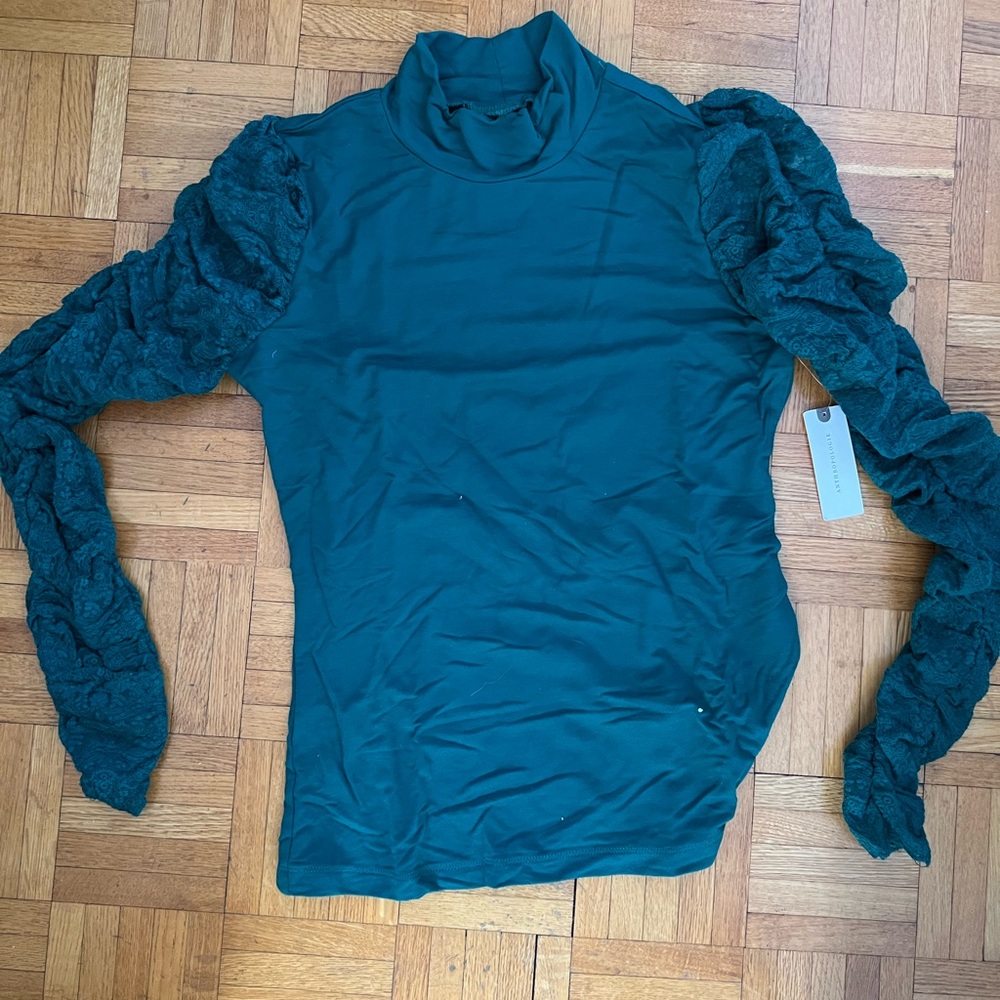 Anthropologie lace sleeve turtle neck